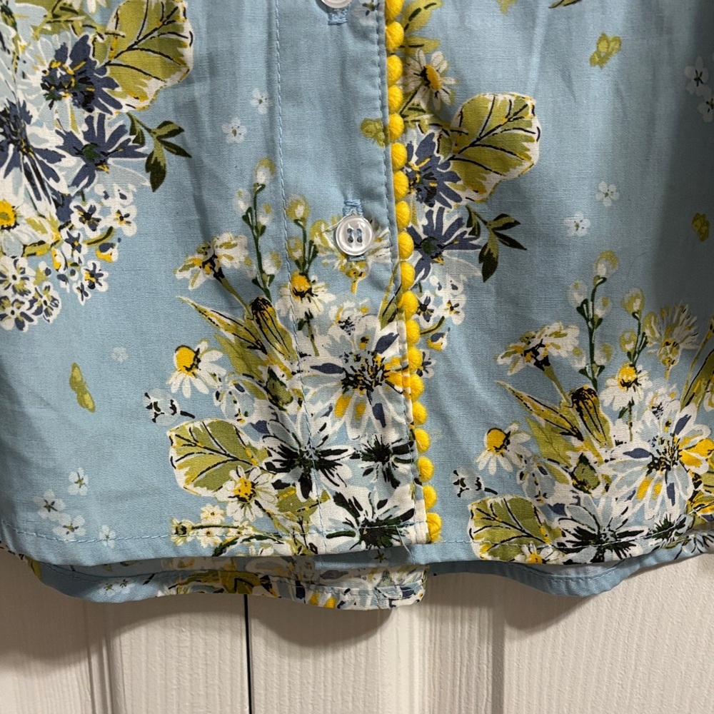 ivy jane Sky Blue Floral Puff-Sleeve Button-Up Blouse - Picture 7 of 13